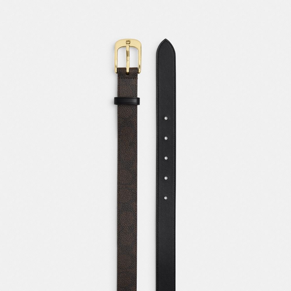 Coach C Harness Buckle Belt, 25 Mm Gold Walnut Black