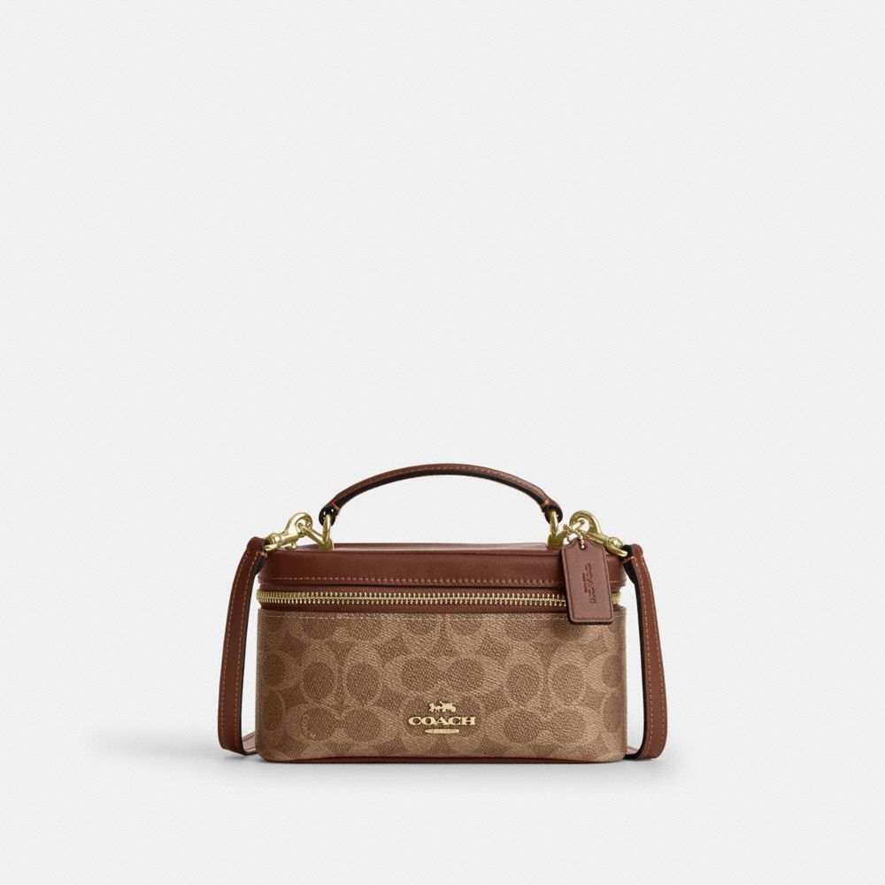 Coach Rainer Crossbody Bag 18 In Signature Canvas Gold Tan Brown