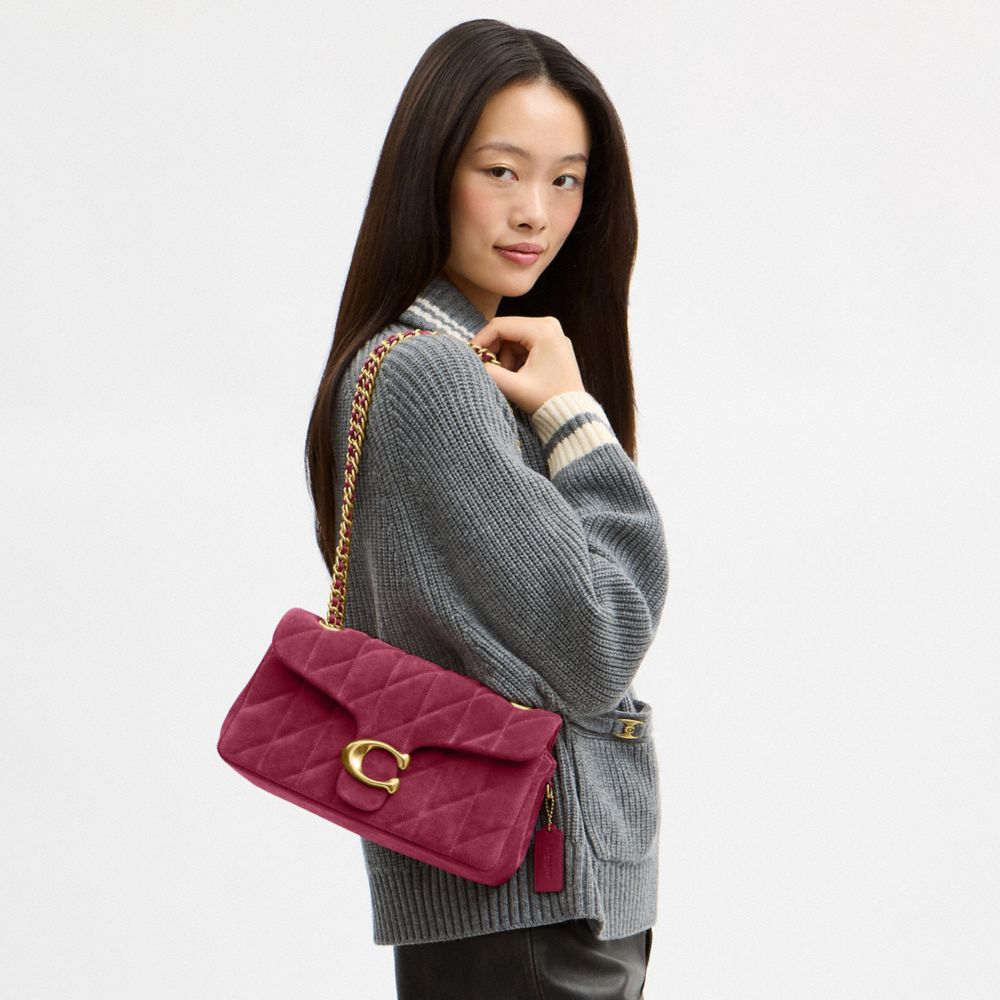 Coach Tabby Shoulder Bag 26 With Quilting Brass Dark Fuchsia