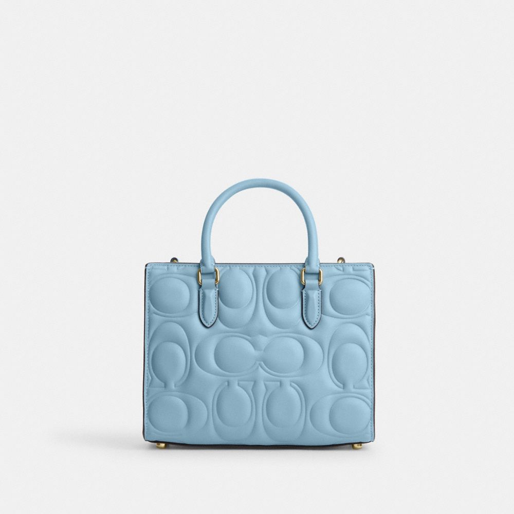 Coach Maggie Small Tote Bag In Signature Leather Gold Azure