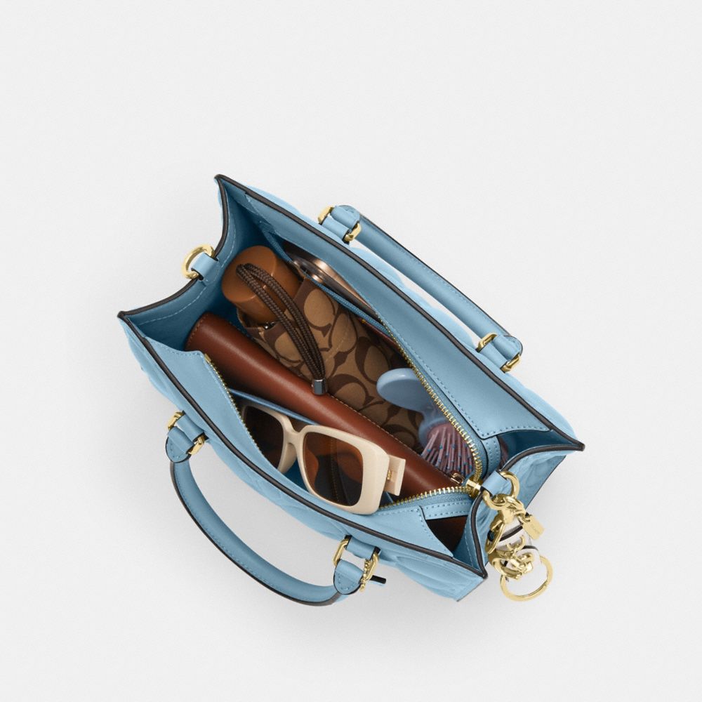 Coach Maggie Small Tote Bag In Signature Leather Gold Azure