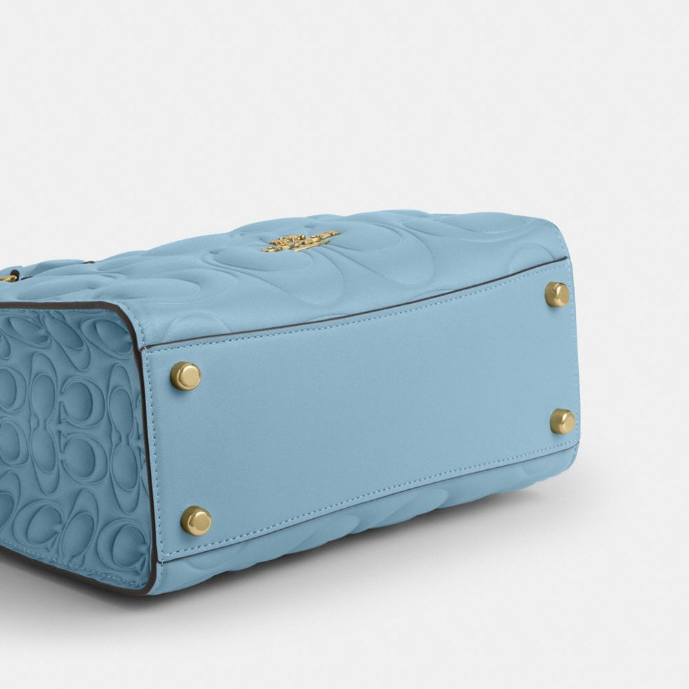 Coach Maggie Small Tote Bag In Signature Leather Gold Azure