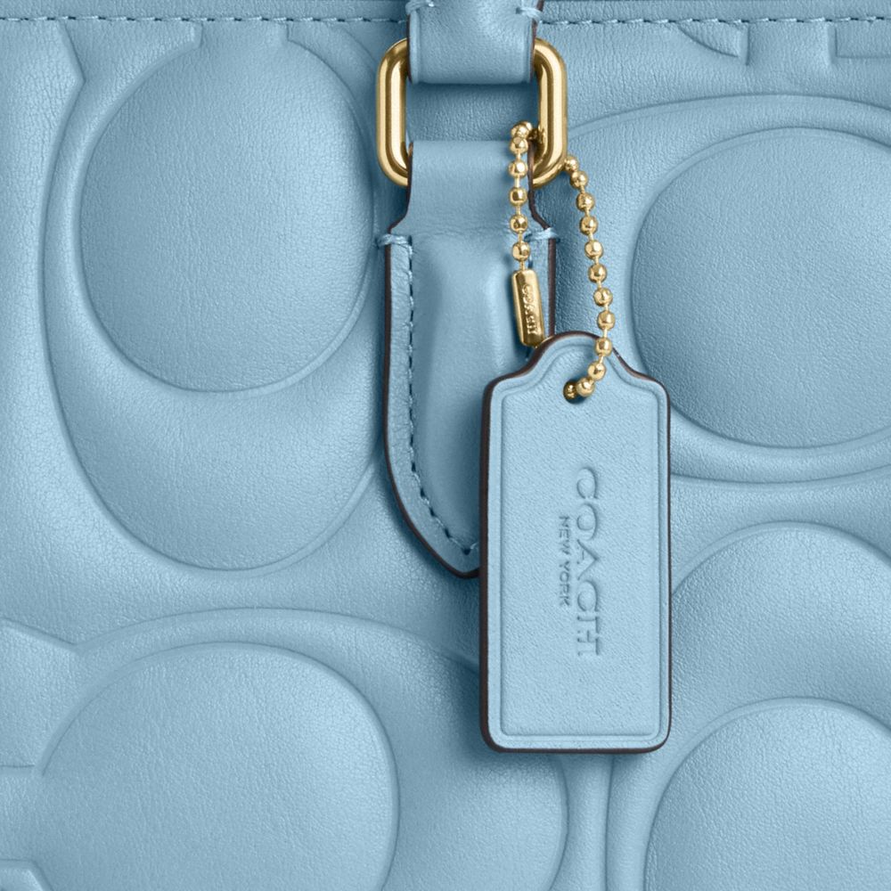 Coach Maggie Small Tote Bag In Signature Leather Gold Azure