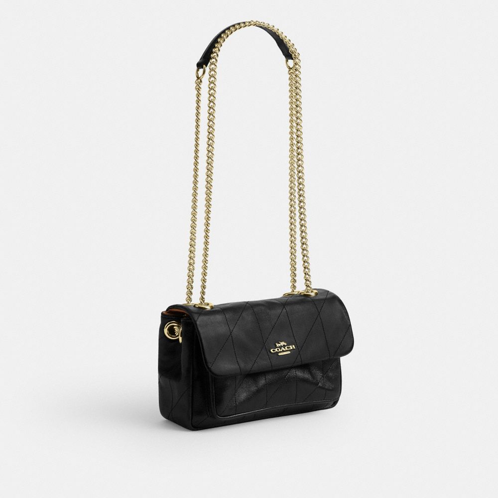 Coach Elodie Crossbody Bag 18 With Quilting Gold Black