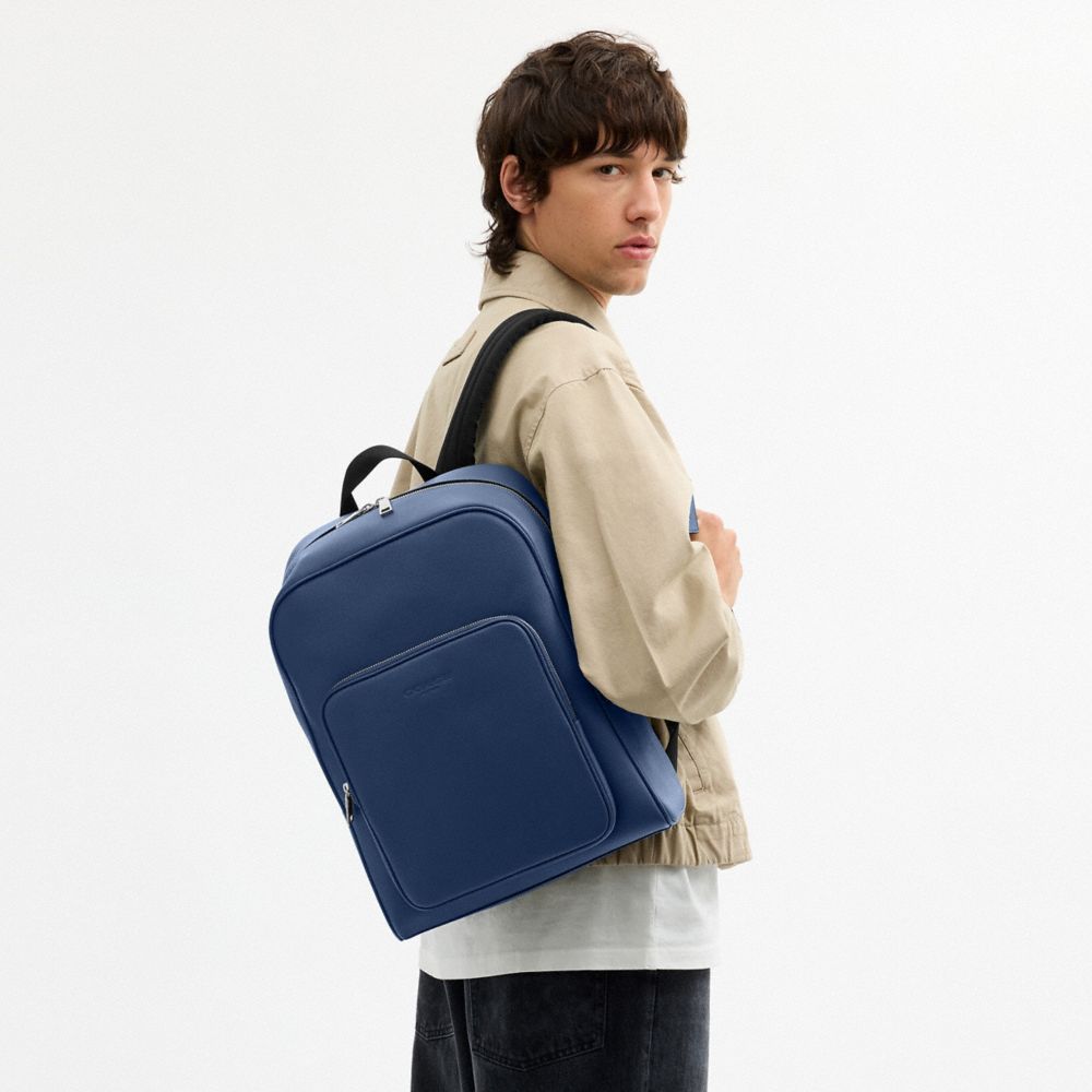 Coach Aiden Backpack Silver Deep Blue