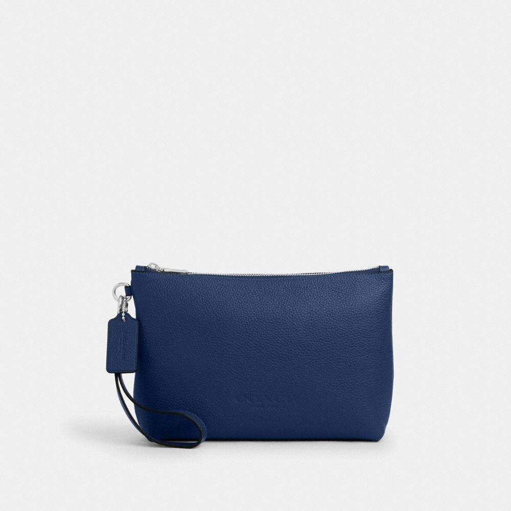 Coach Pouch Silver Deep Blue