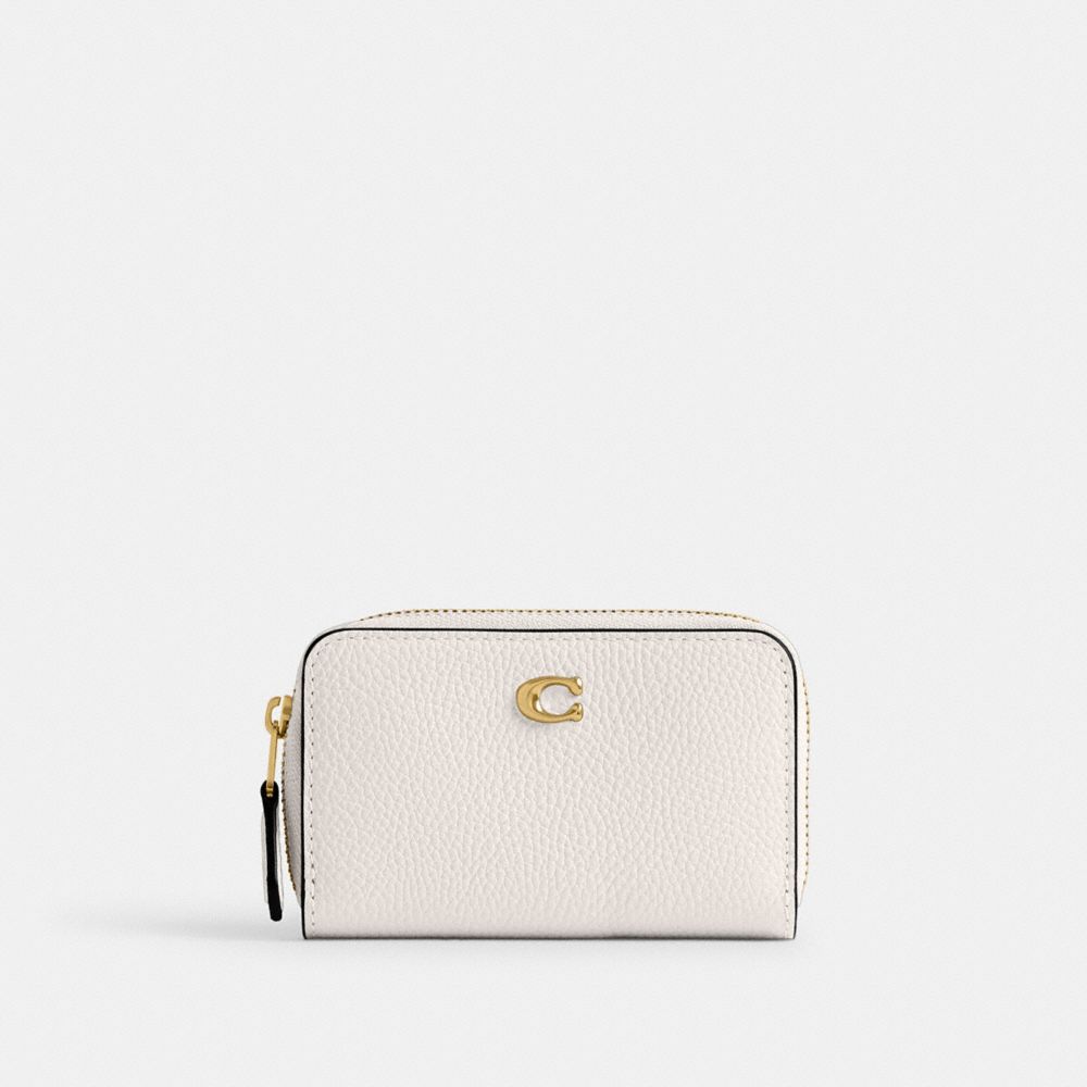 Coach Essential Small Zip Around Card Case Brass Chalk