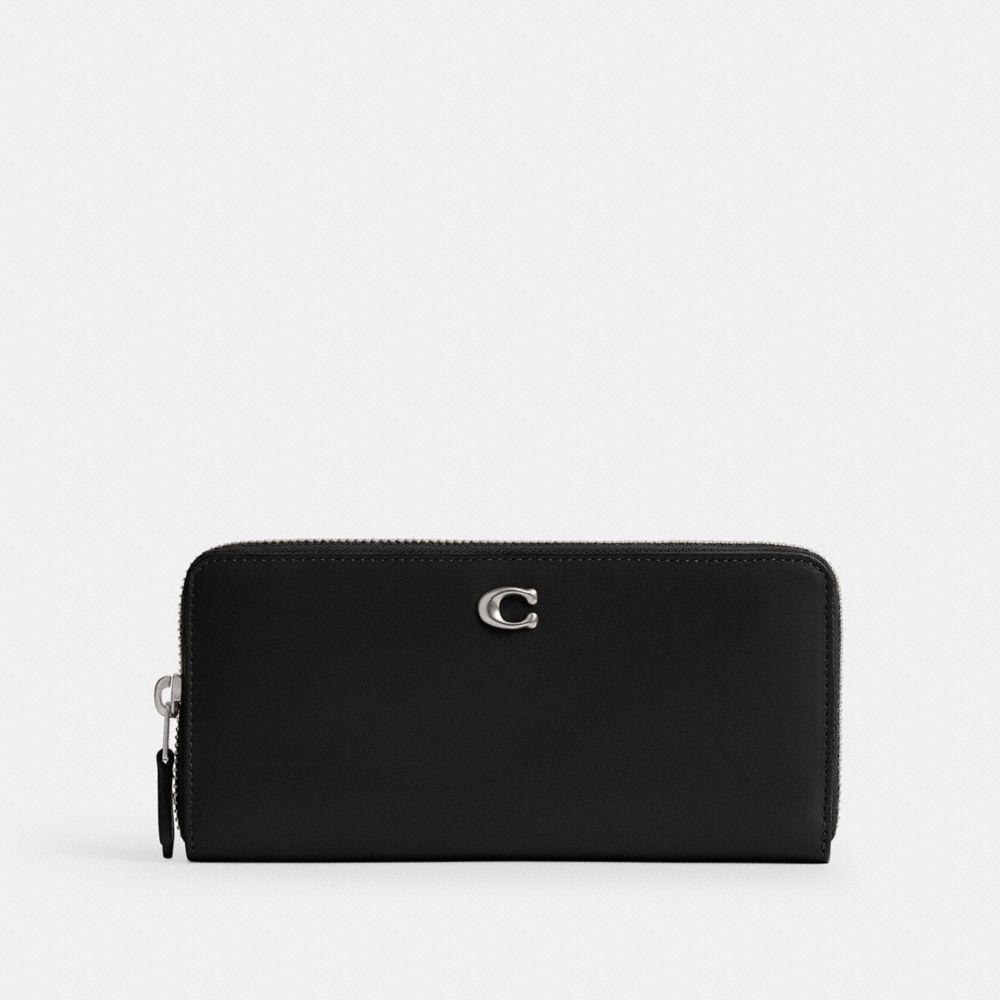 Coach Essential Slim Accordion Zip Wallet Silver Black