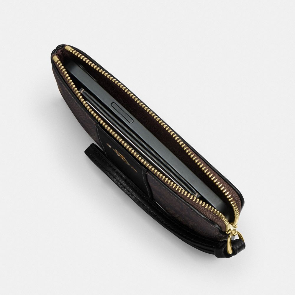 Corner Zip Wristlet In Signature Canvas With Stripe