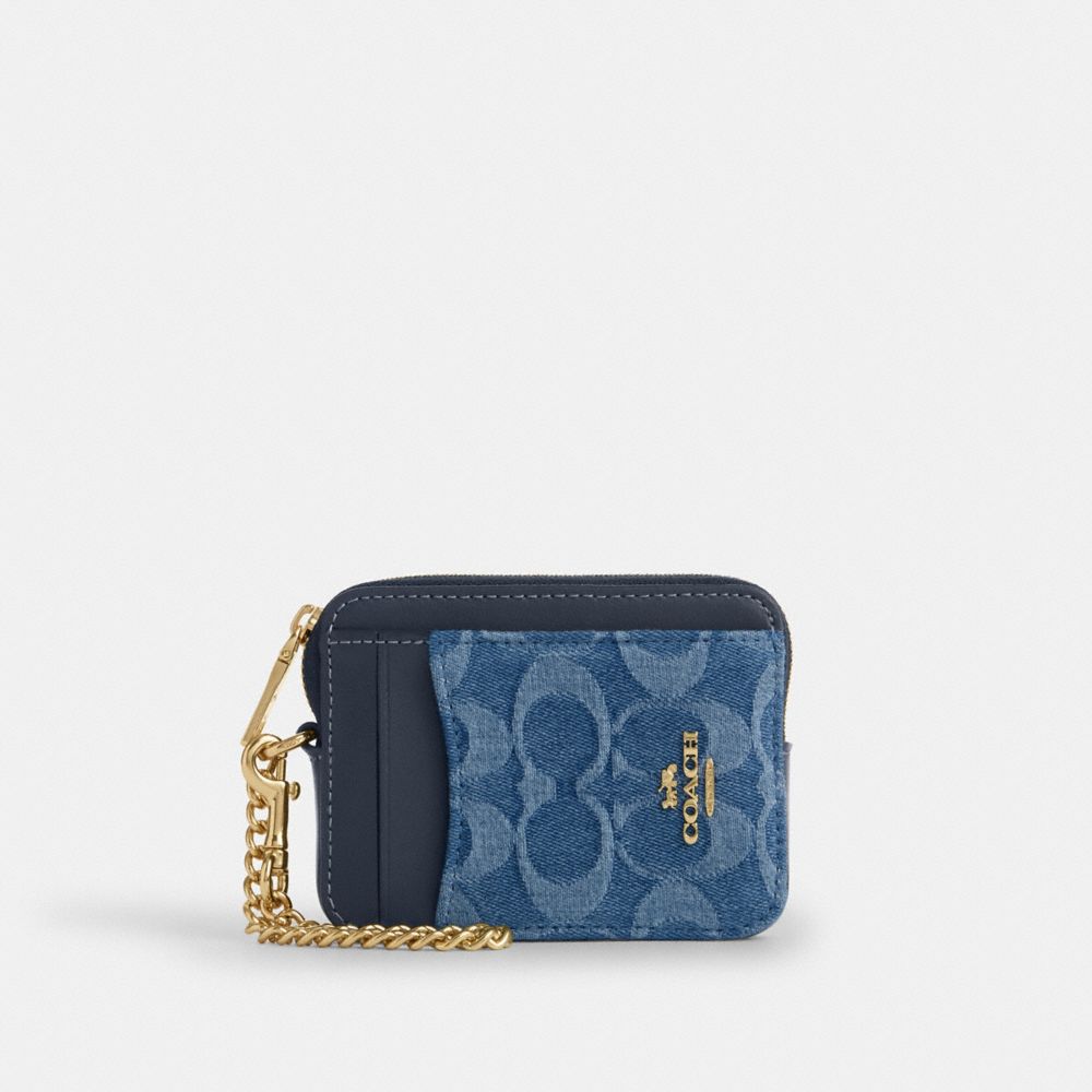 Zip Card Case In Signature Denim