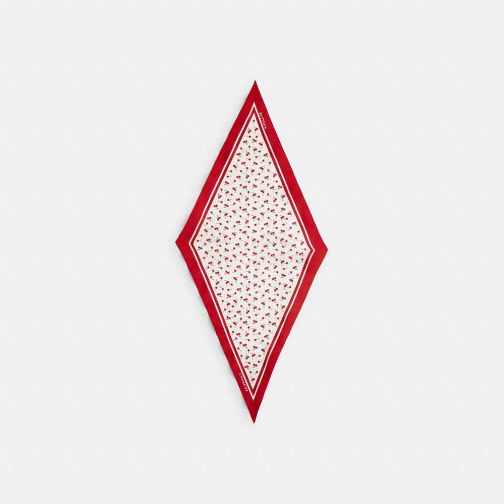 Micro Cherry Print Silk Diamond Scarf