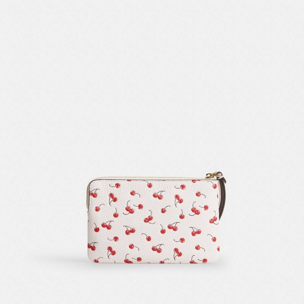 Corner Zip Wristlet With Cherry Print