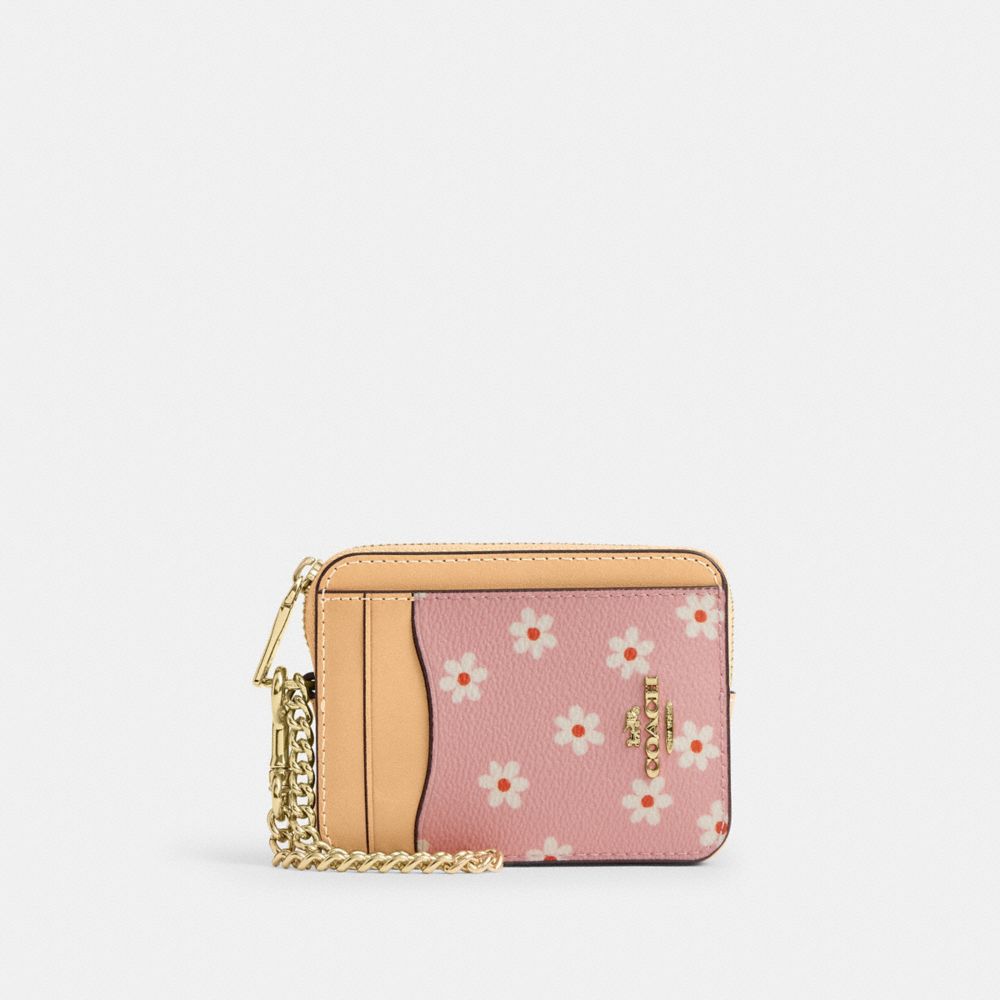 Zip Card Case With Floral Print