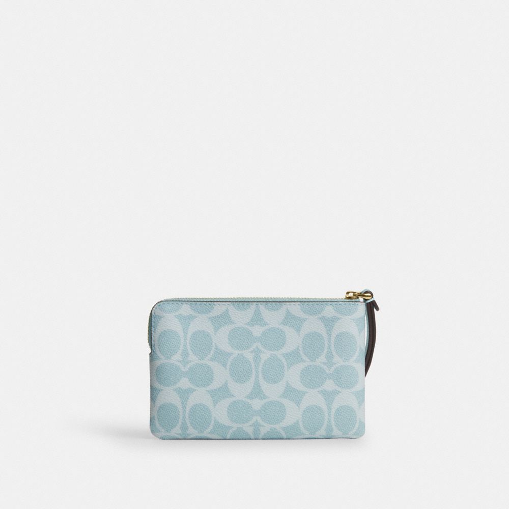 Corner Zip Wristlet In Signature Leather