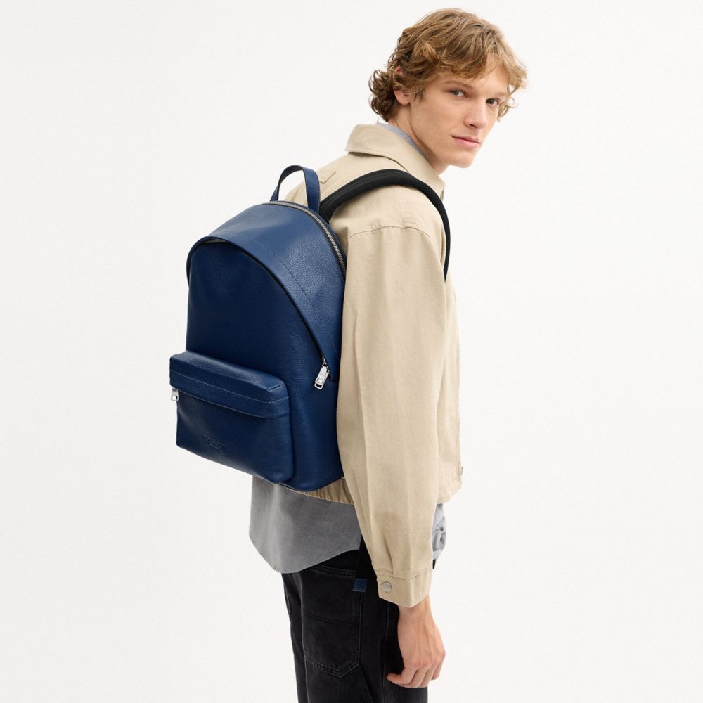 Coach Taylor Backpack Silver Deep Blue