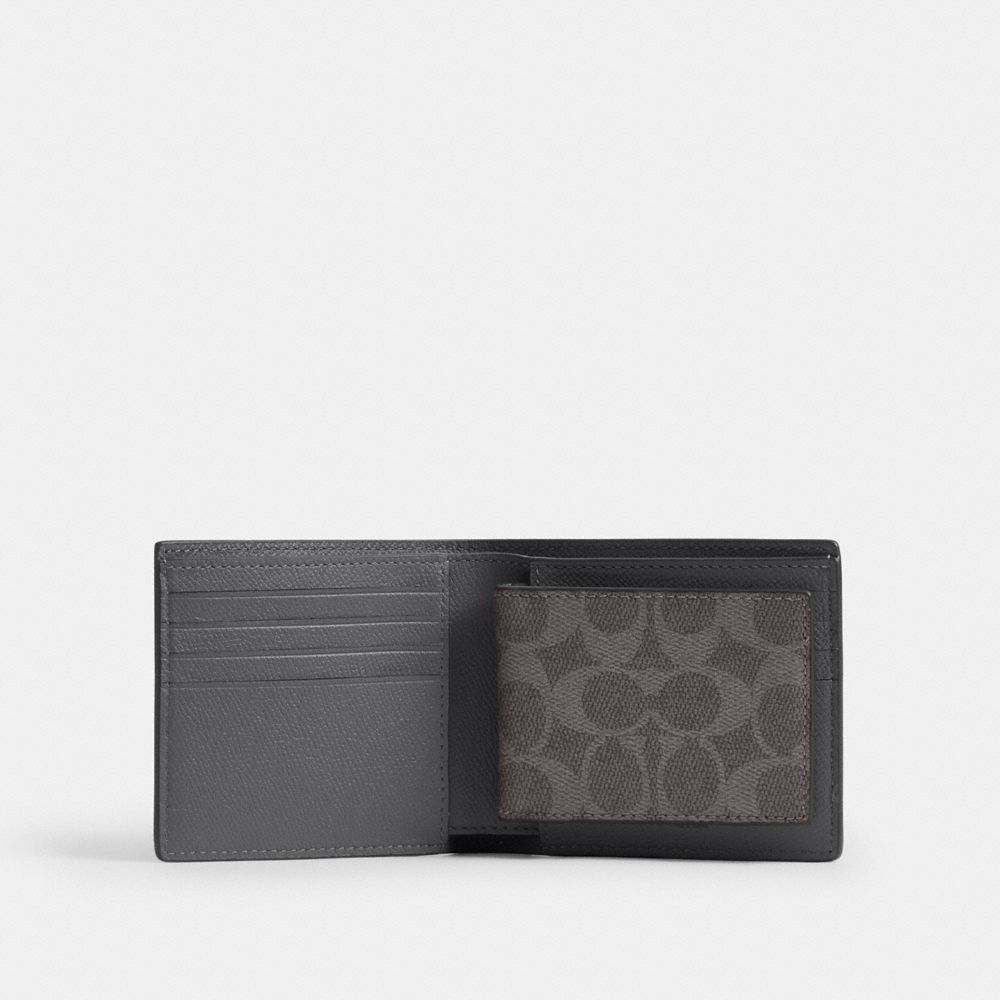 Coach 3 In 1 Wallet In Signature Canvas Grey Signature