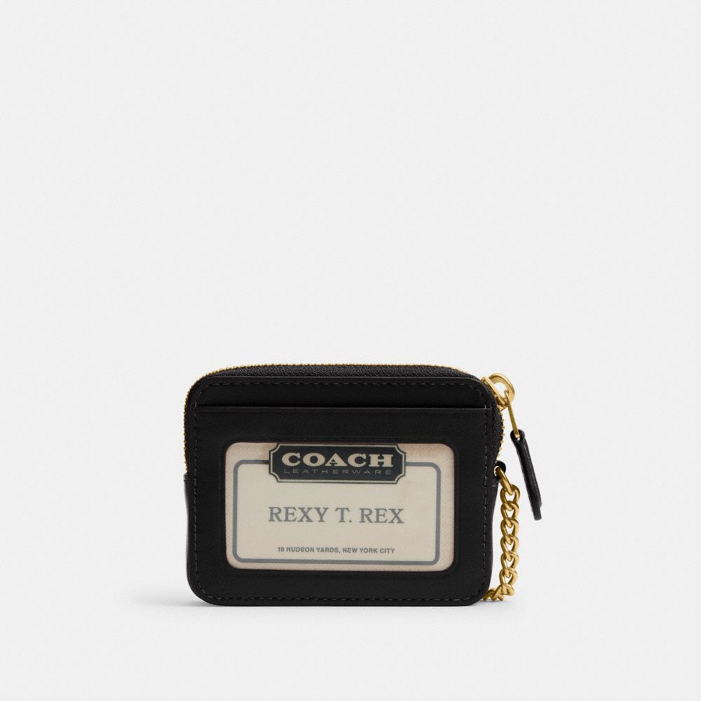 Coach Essential Chain Card Case Brass Black