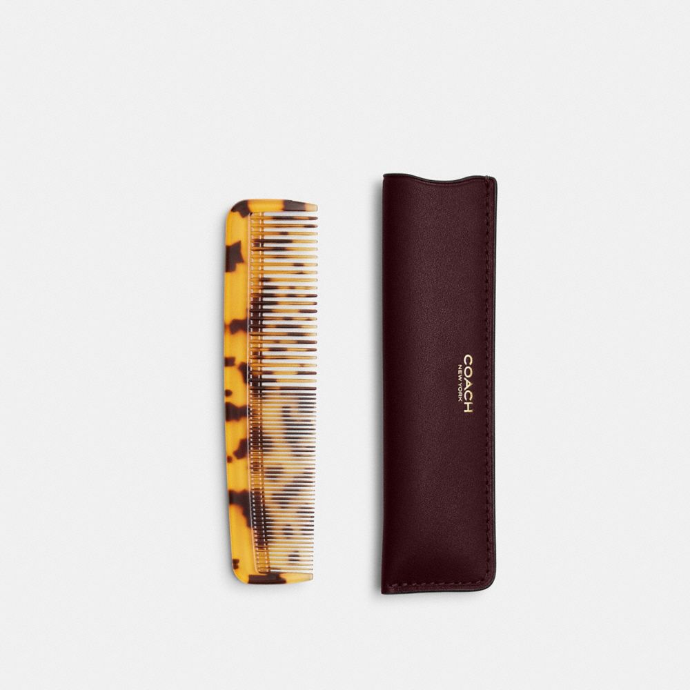 Coach Comb With Sleeve Brass Merlot