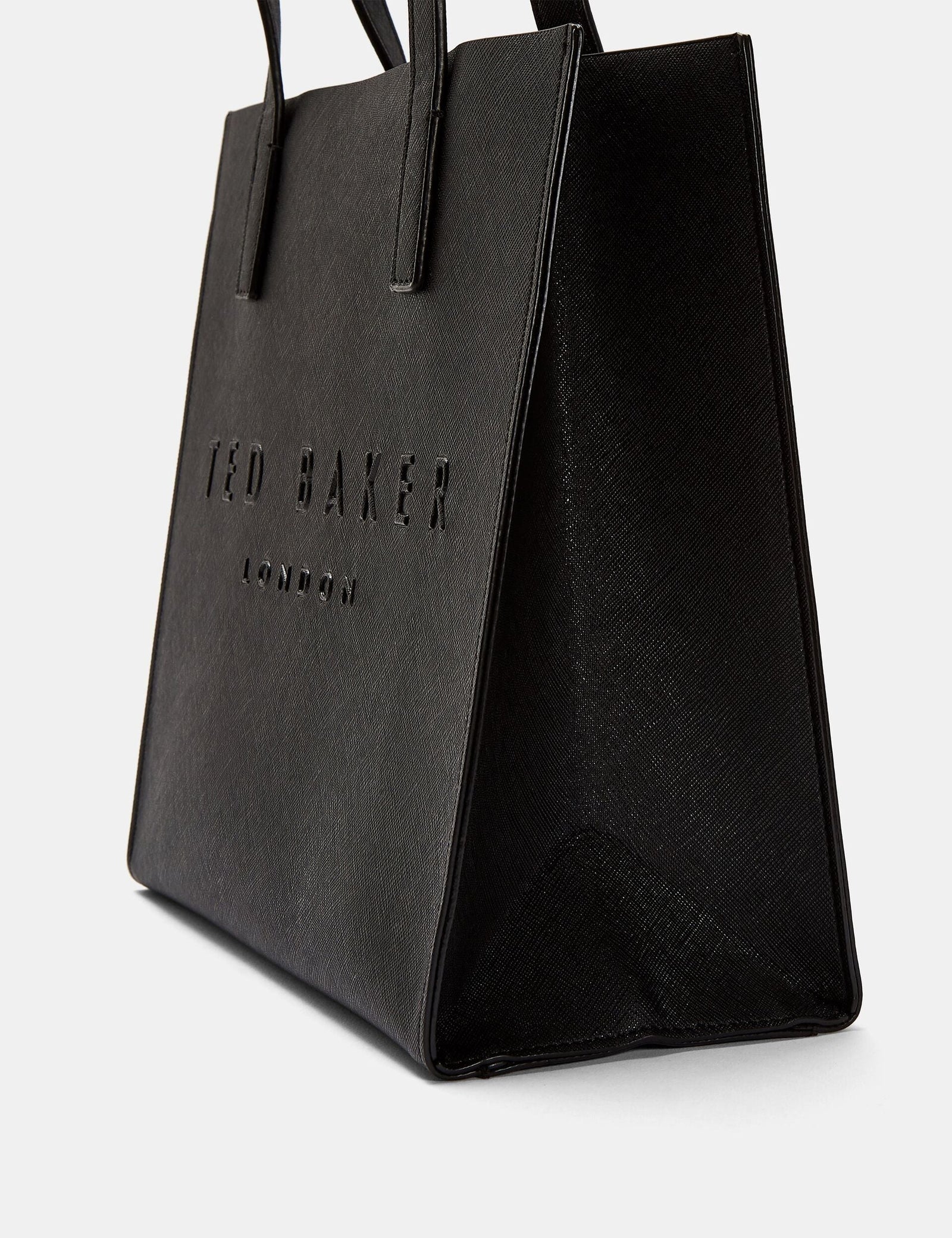 Ted Baker Seacon Black Textured Pu Leather Small Icon Tote Bag Women's