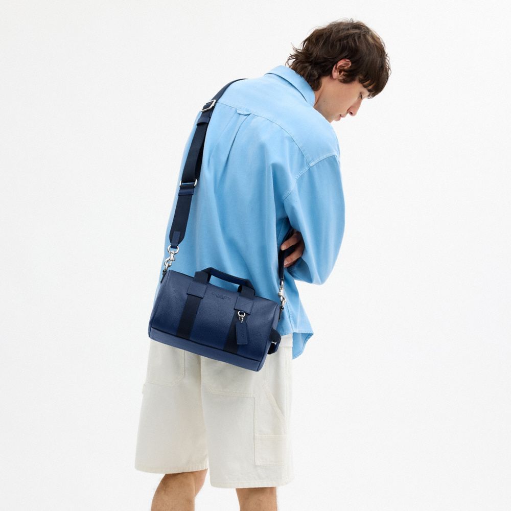 Coach Explorer Duffle Bag 28 Silver Deep Blue