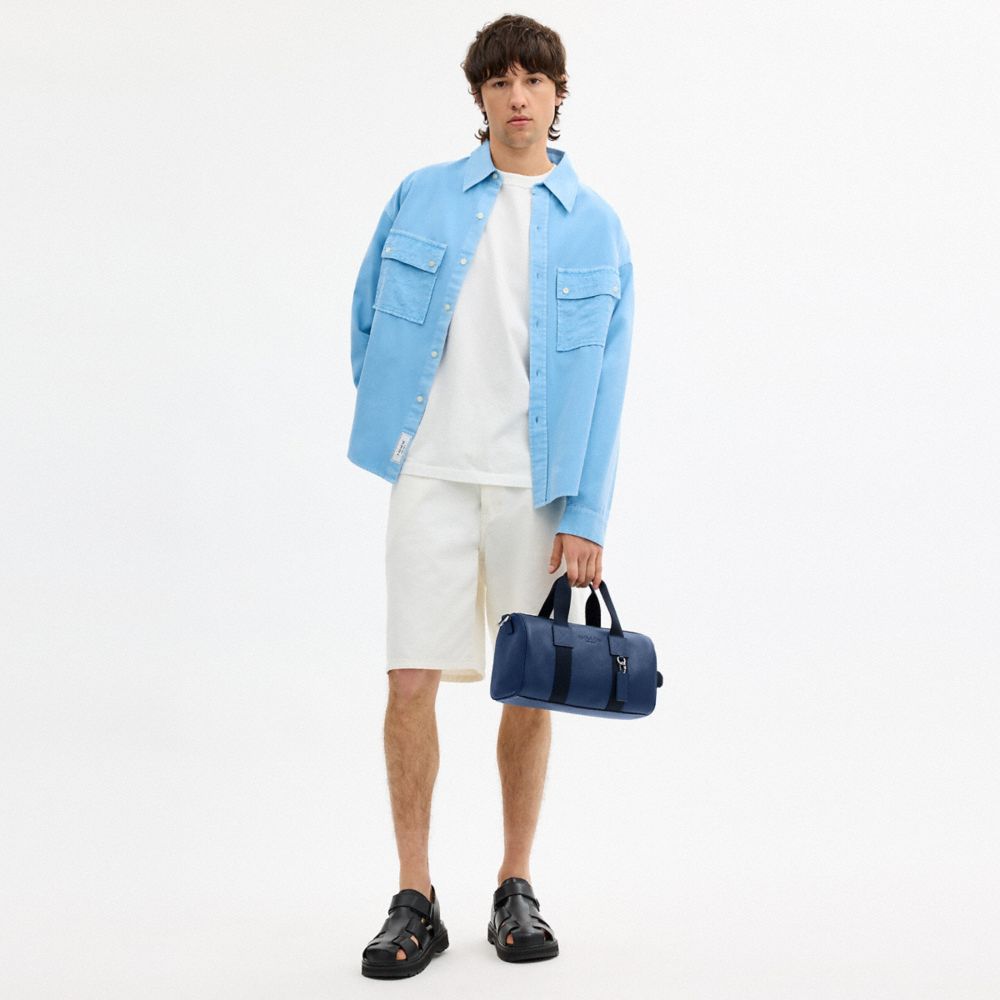 Coach Explorer Duffle Bag 28 Silver Deep Blue