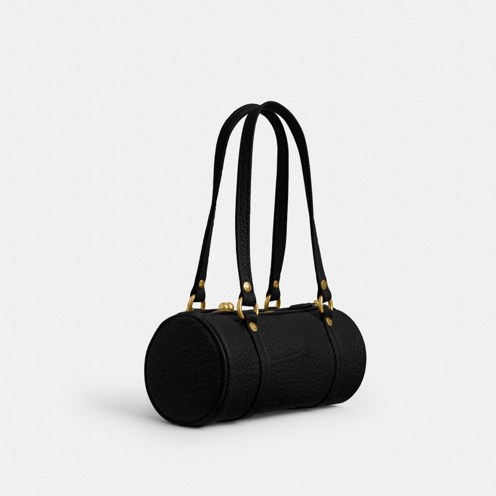 Coach Kisslock Barrel Bag 28 Brass Black