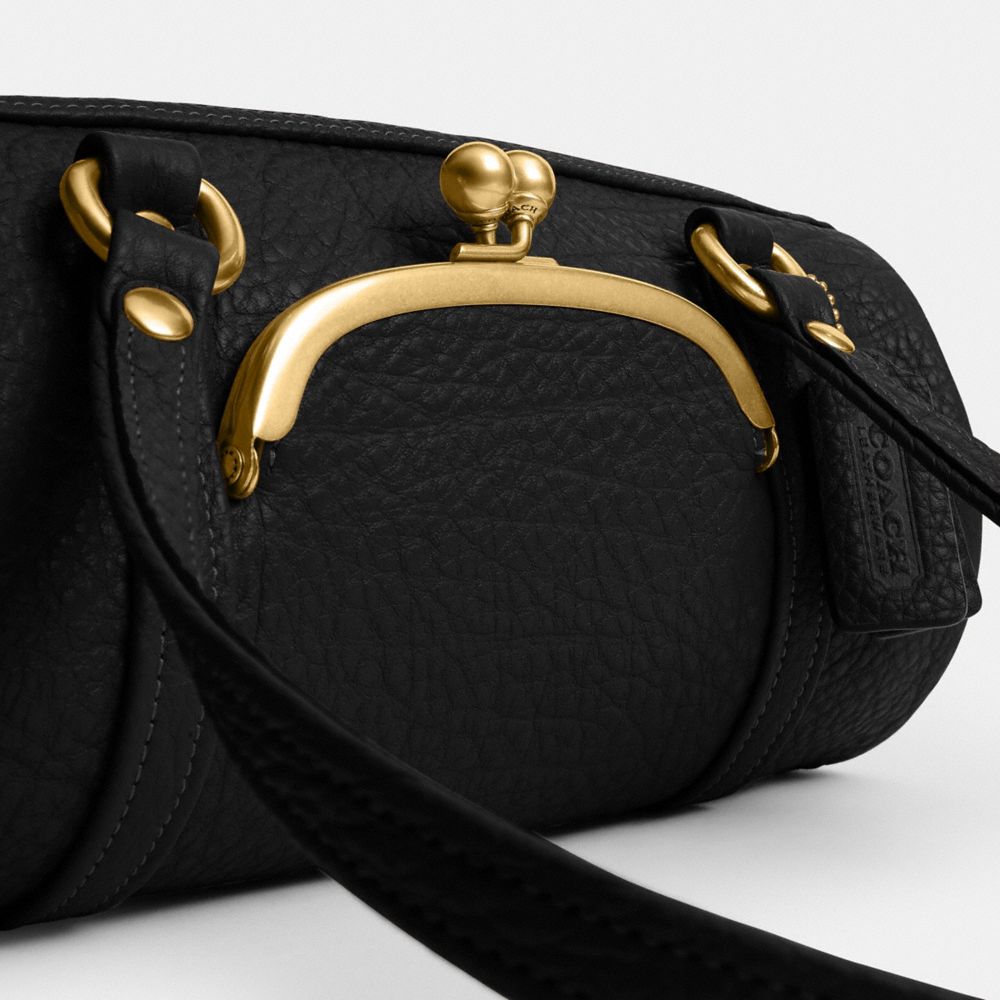 Coach Kisslock Barrel Bag 28 Brass Black