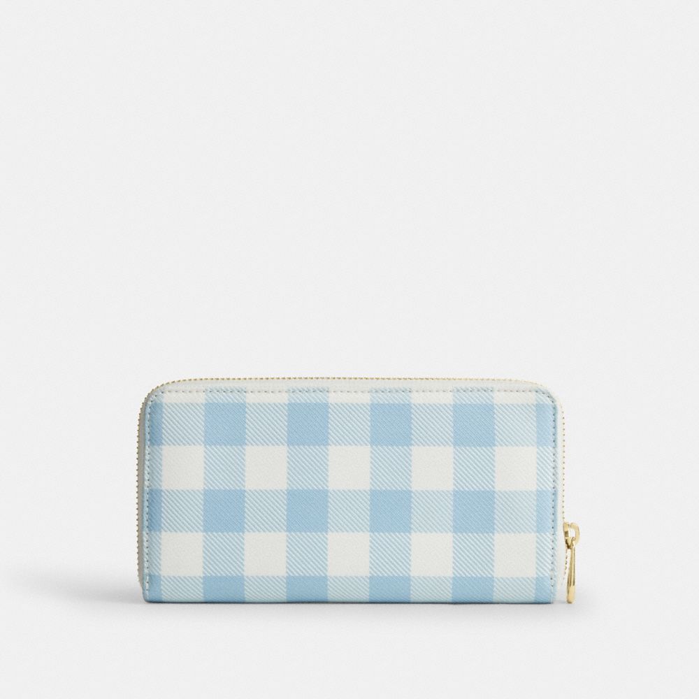 Long Zip Around Wallet With Gingham Print