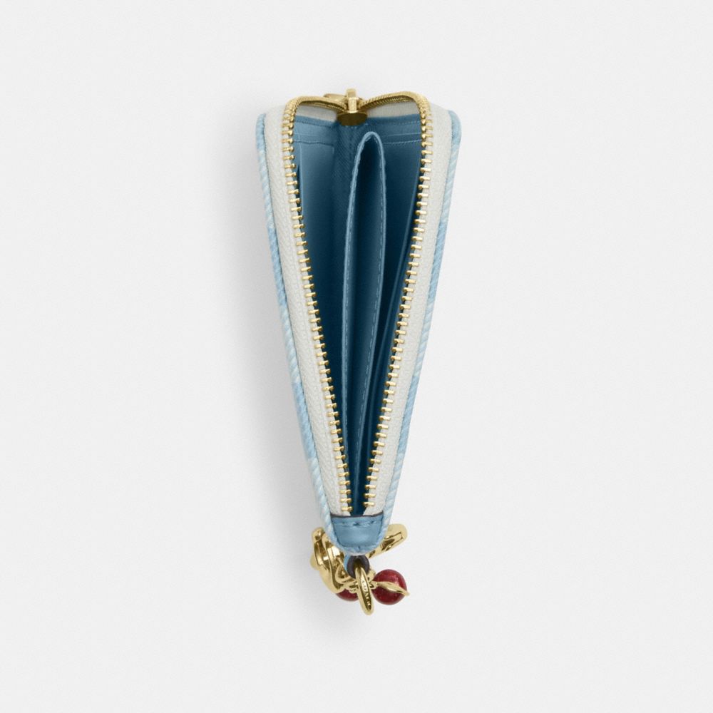 Small Corner Zip Wallet With Gingham Print And Charms