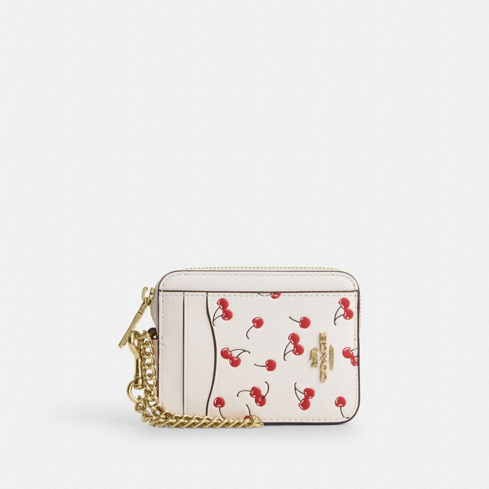 Zip Card Case With Cherry Print