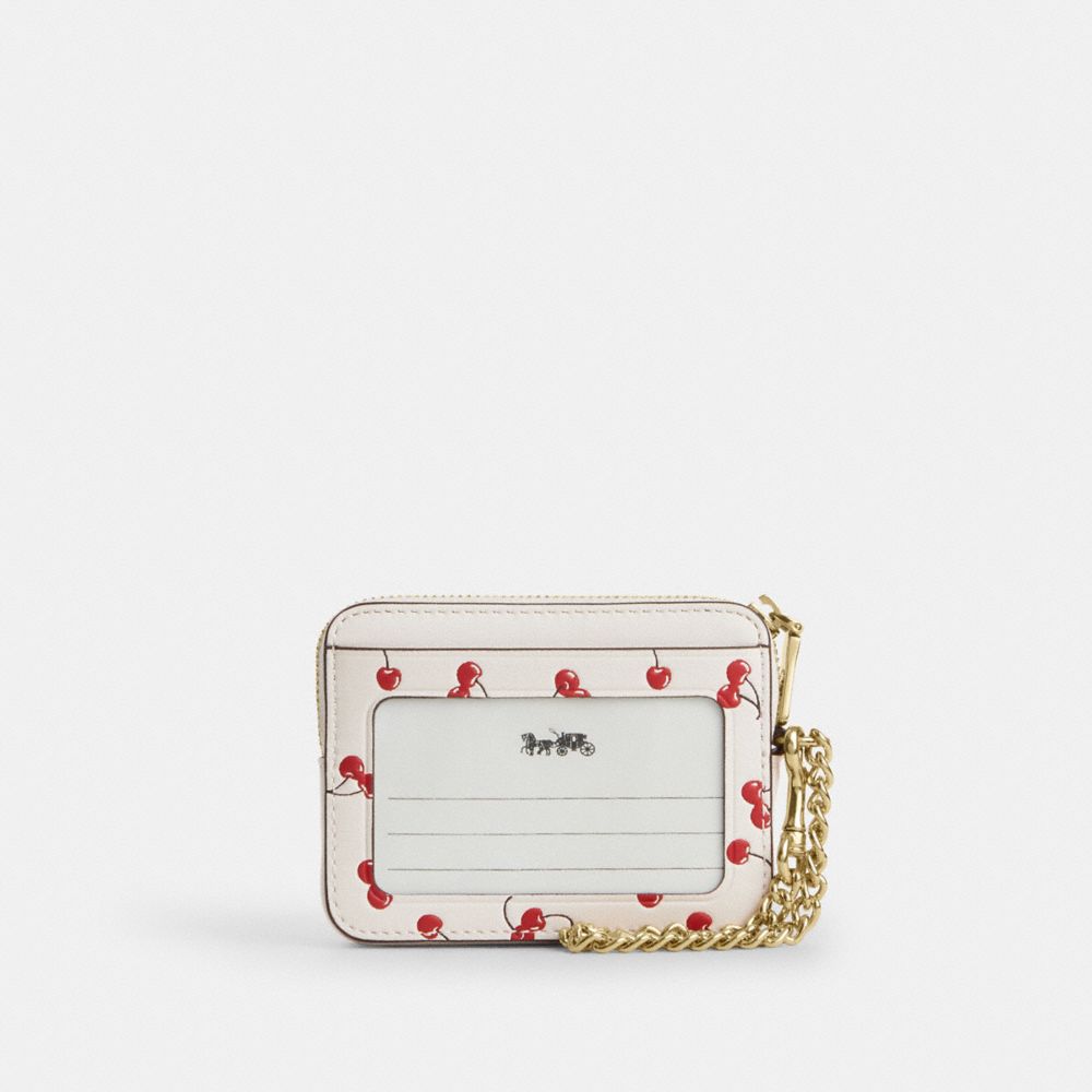 Zip Card Case With Cherry Print