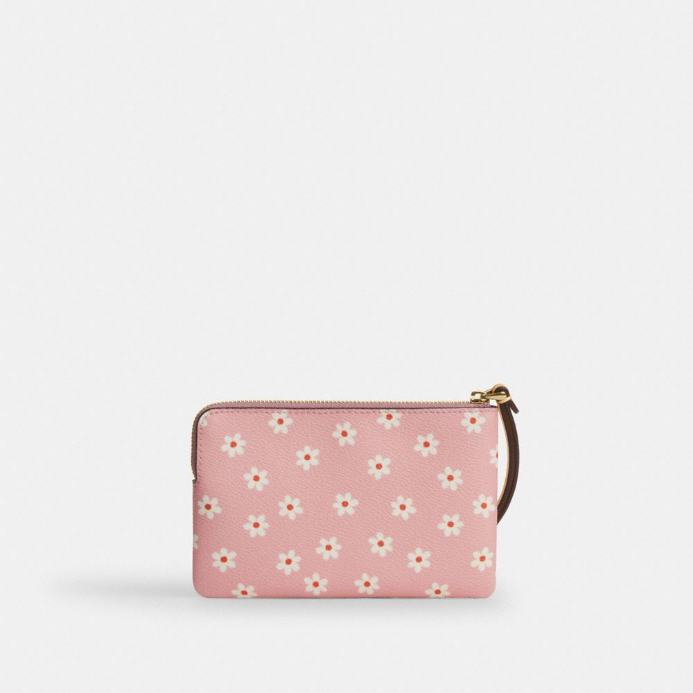 Corner Zip Wristlet With Floral Print