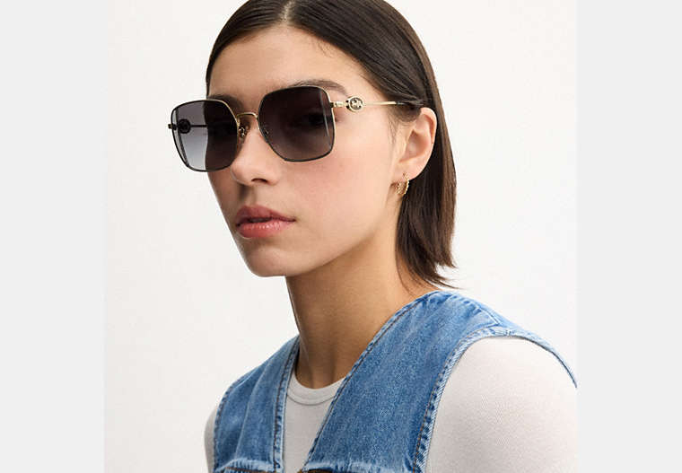 Horse And Carriage Metal Oversized Square Sunglasses