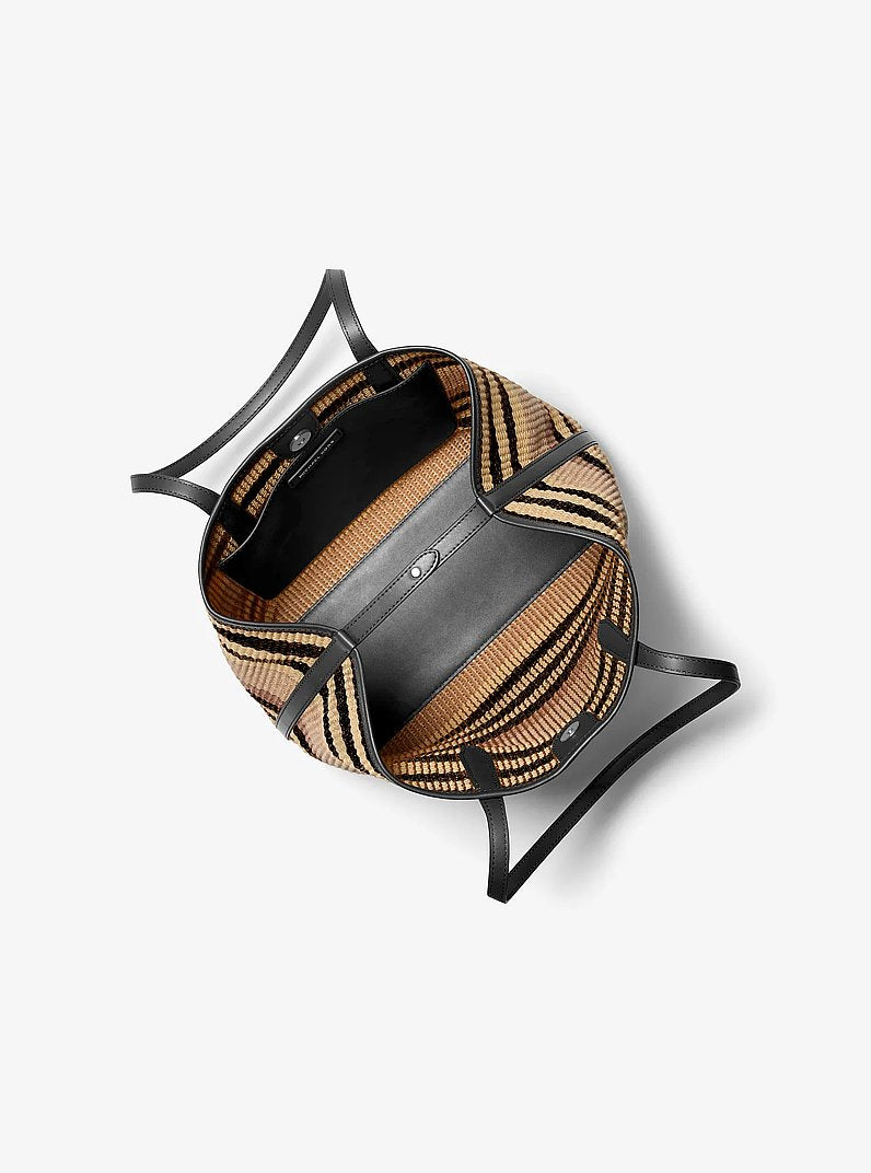 Avalon Medium Striped Woven Tote Bag