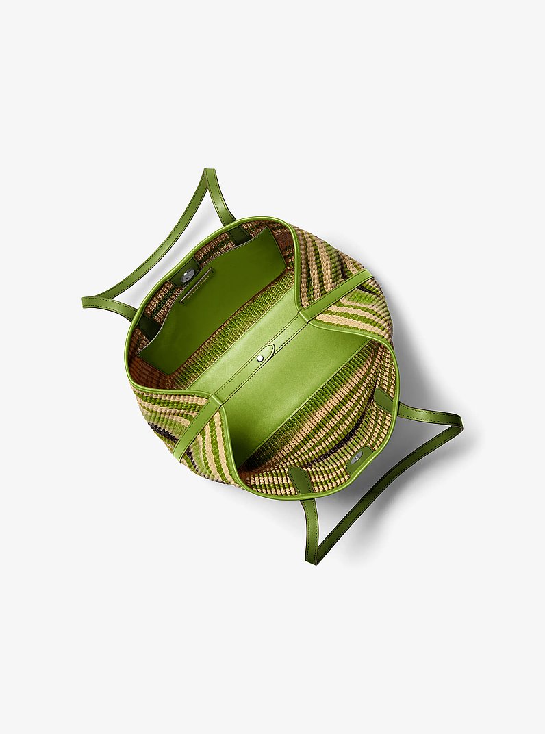 Avalon Medium Striped Woven Tote Bag