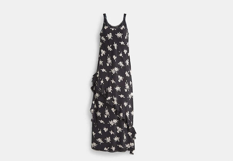 Restored Long Floral Ruffle Dress