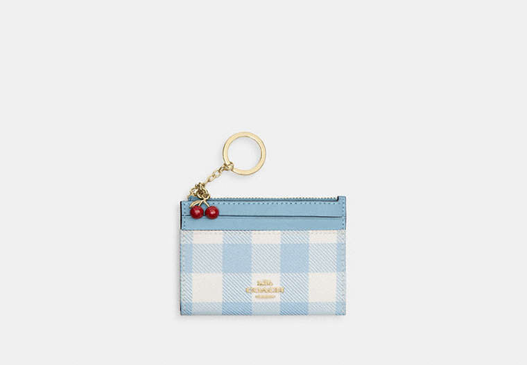 Mini Skinny Id Case With Gingham Print And Charm