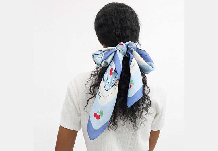 Tabby Cherry Print Silk Square Scarf