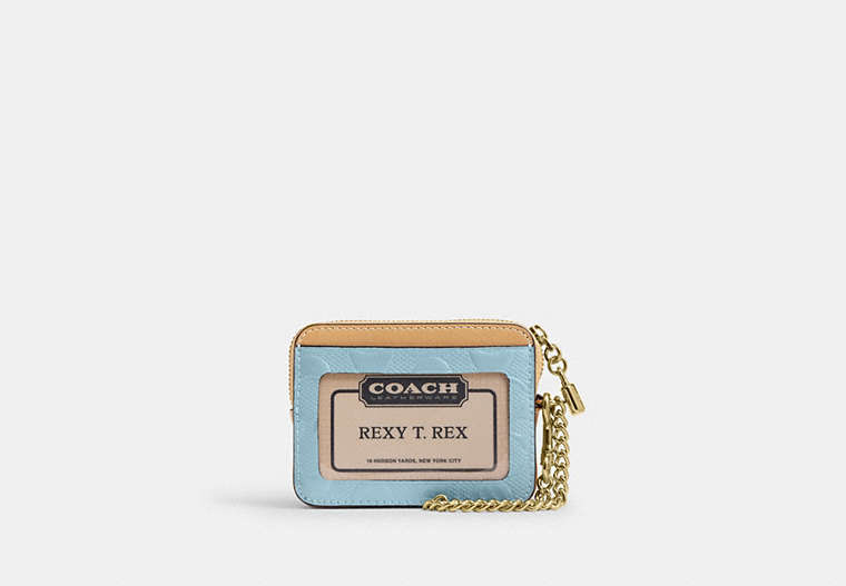 Zip Card Case In Signature Leather With Charm
