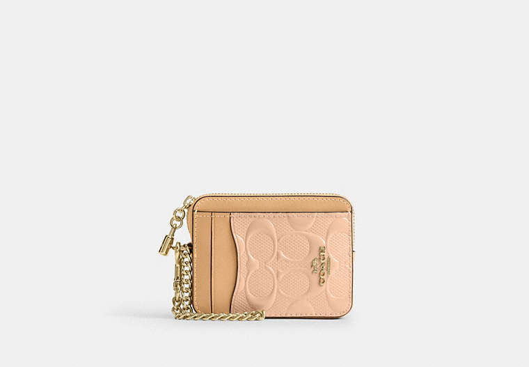 Zip Card Case In Signature Leather With Charm