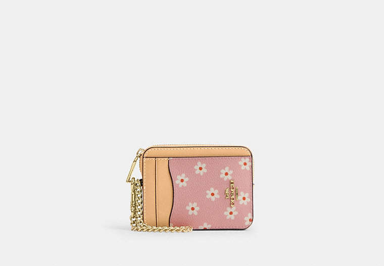 Zip Card Case With Floral Print