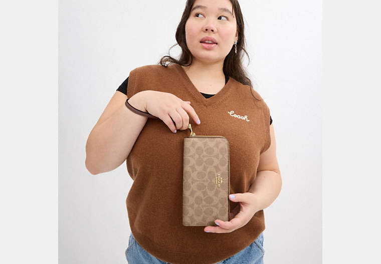 Long Zip Around Wallet In Signature Canvas
