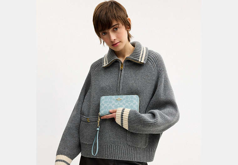 Long Zip Around Wallet In Signature Canvas
