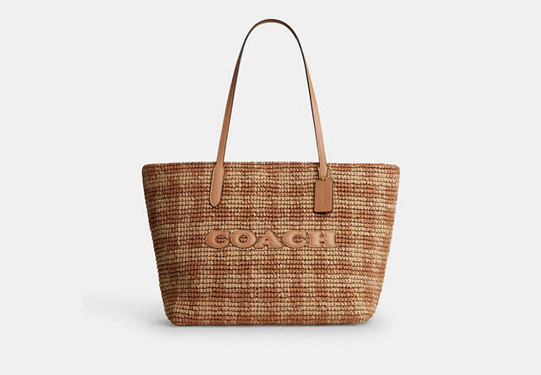 City Tote Bag With Gingham Print