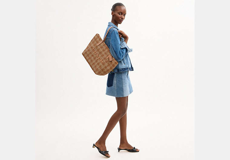 City Tote Bag With Gingham Print