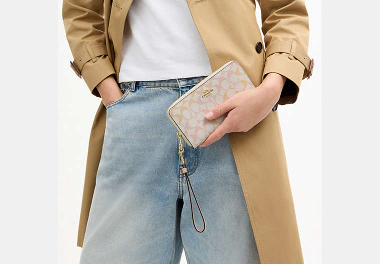 Long Zip Around Wallet In Signature Canvas