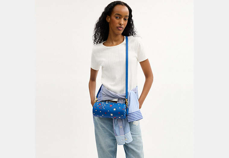 Barrel Bag With Americana Star Print
