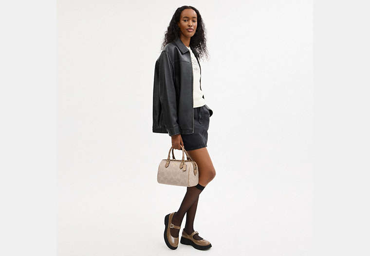 Rowan Satchel Bag In Blocked Signature Canvas