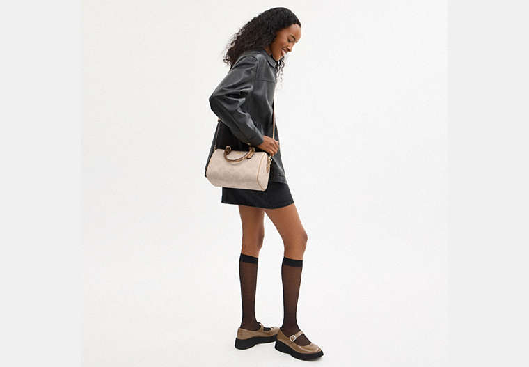 Rowan Satchel Bag In Blocked Signature Canvas