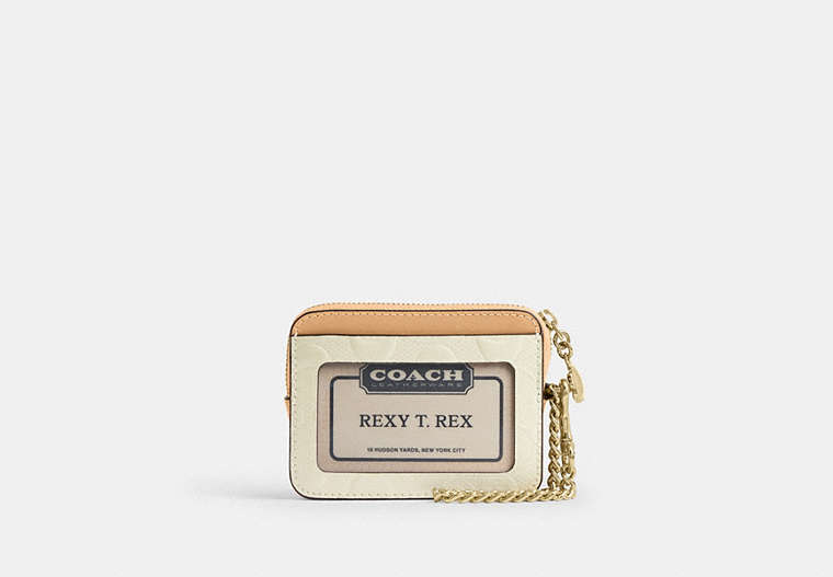 Zip Card Case In Signature Leather With Charm